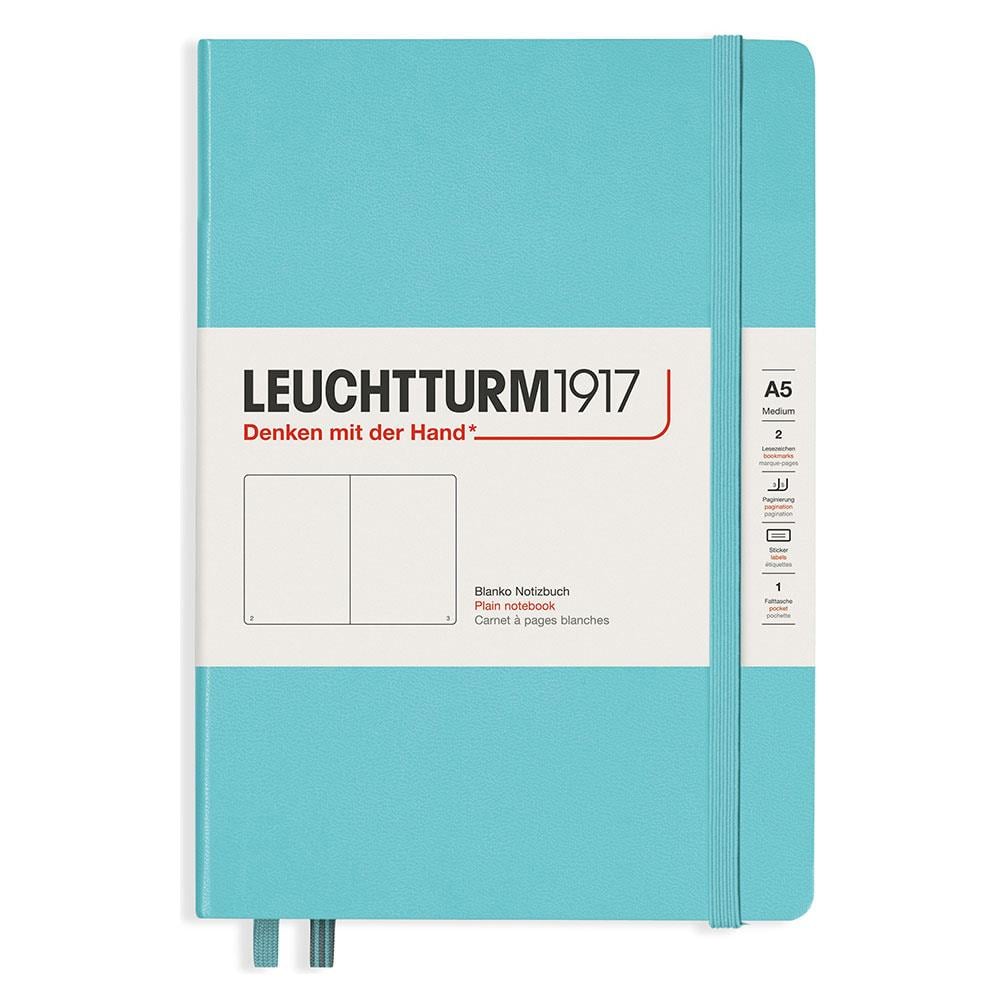 Leuchttrum 1917 Medium(A5) Sert Kapak, 251 Numaralandırılmış Düz Sayfa Defter Aquamarine 363390