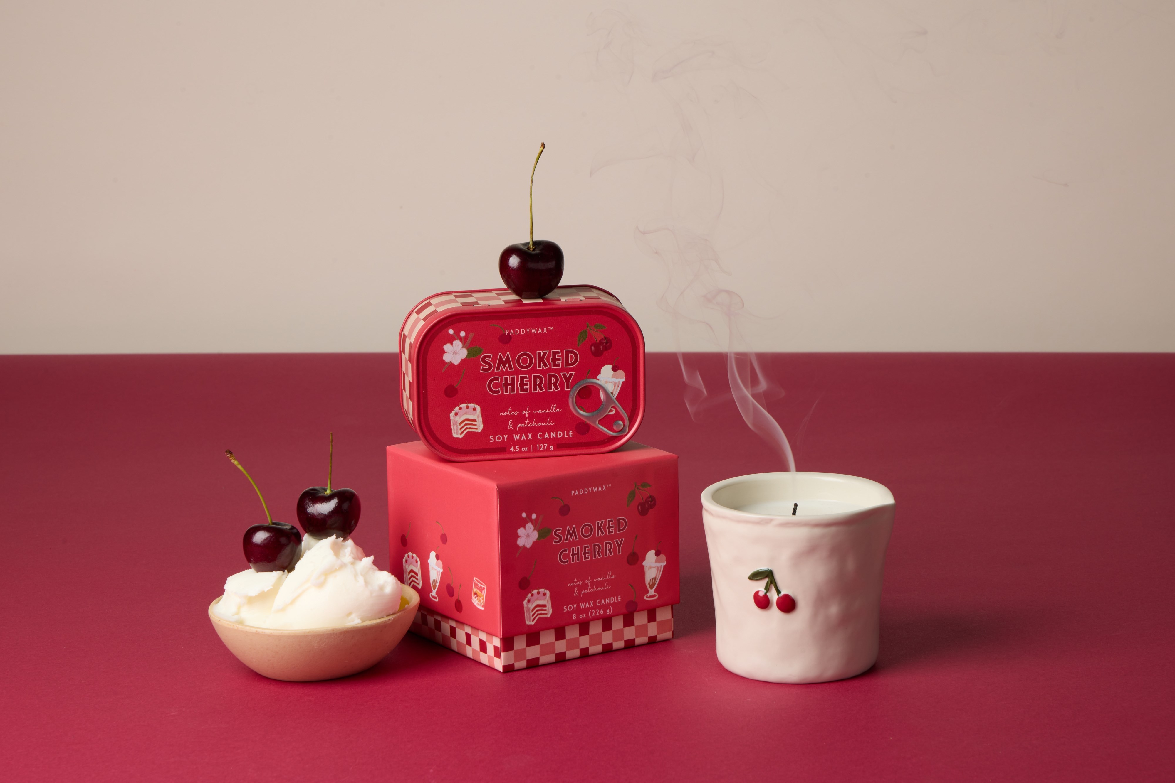Paddywax Bistro Smoked Cherry  Printed Tin Candle - Vanilya & Paçuli  127 gr Mum