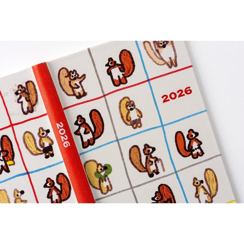 Hobonichi Ajanda Techo Weeks - English - 100%ORANGE: Squirrel’s Moving Day - 2026 Jan Start
