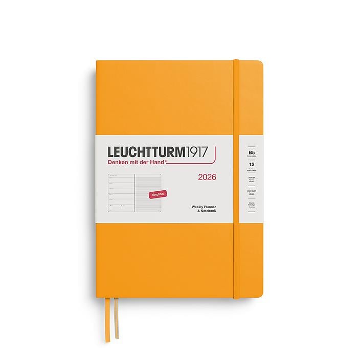 Leuchtturm1917 Tablet Boy (B5) 12 Aylık Ajanda ve Not Defteri (Çizgili) 2026 Sert Kapak, İngilizce, Gündoğumu Sarı 372645