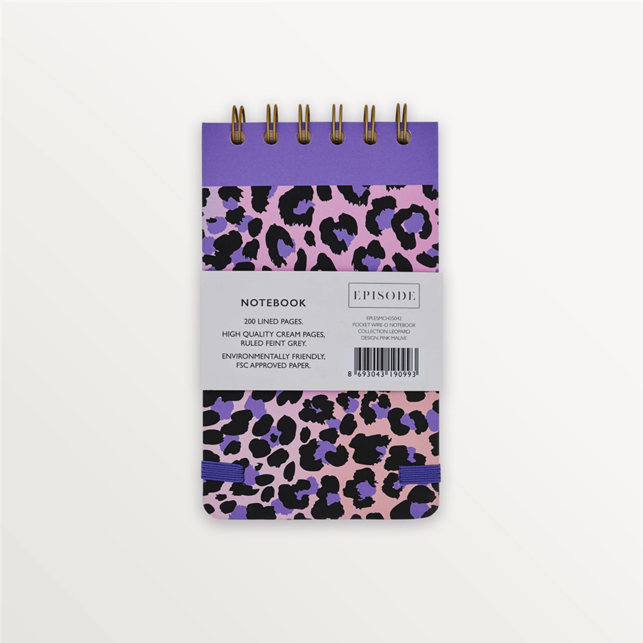 Episode Leopard Pink Mauve  Spiralli Küçük Not Defteri