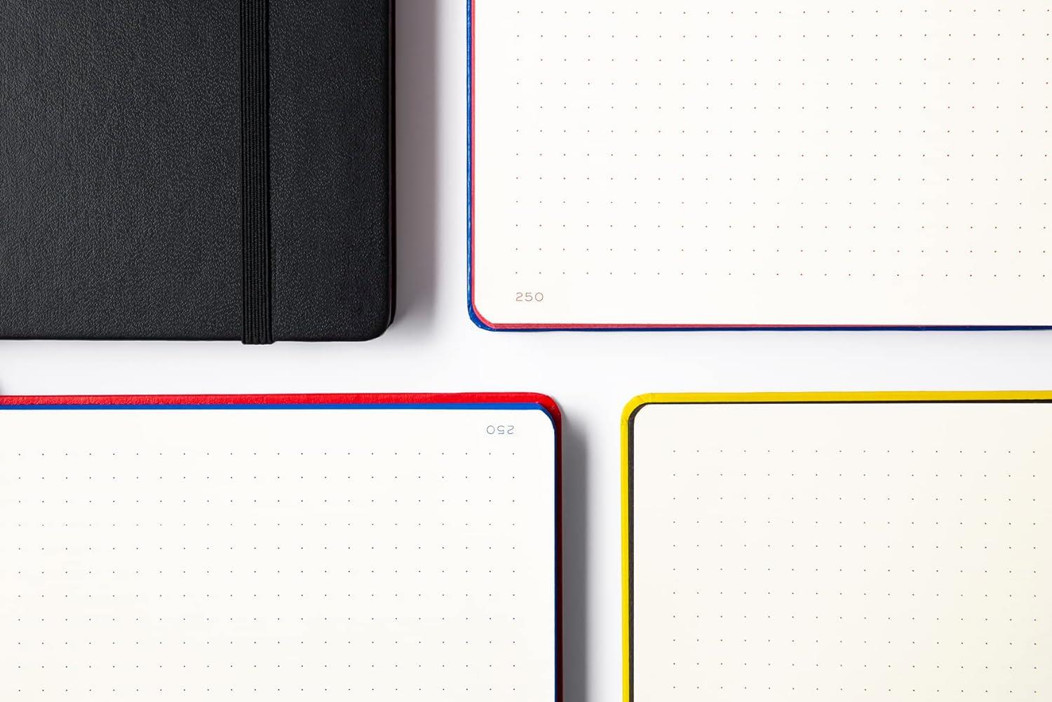 Leuchtturm1917 Bauhaus Serisi Not Defteri, Orta Boy (A5), Sert Kapak, 251 Sayfa Mavi Noktalı Defter Black  359617