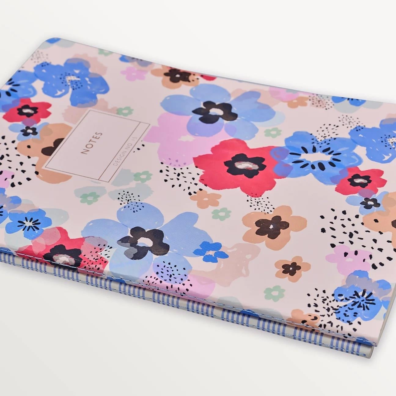 EPISODE MODERN FLORALS ANEMONE & STRIPE SET OF 2 B5 NOTEBOOKS