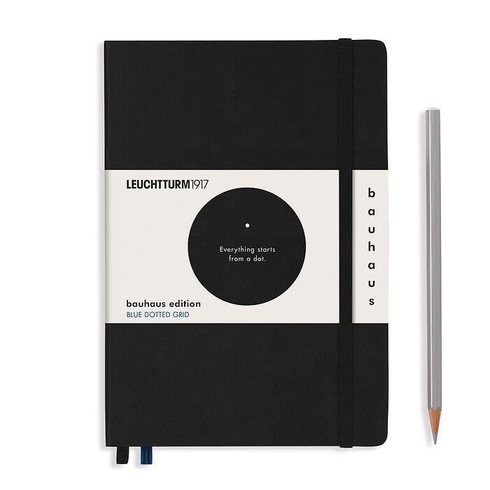 Leuchtturm1917 Bauhaus Serisi Not Defteri, Orta Boy (A5), Sert Kapak, 251 Sayfa Mavi Noktalı Defter Black  359617