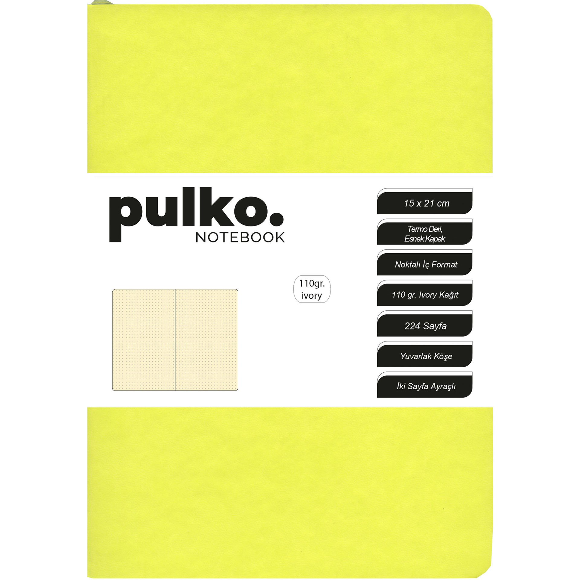 Pulko Defter 110gr Ivory Kağıt, A5, Termo Deri, 224 Sayfa, Noktalı, Vanilya