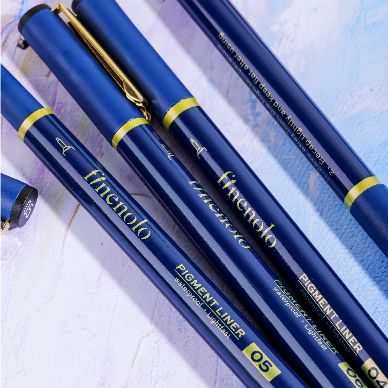 Deli Finenolo EQ909 Pigment Liner 7'li Kalem Seti Siyah Mürekkep 