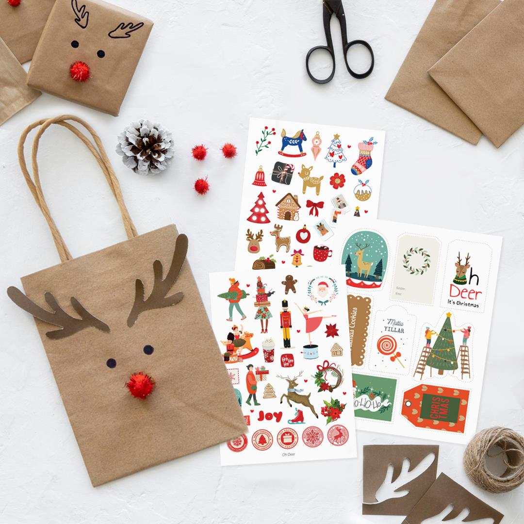 Oh Deer! Sticker, Washi Bant ve Kesme Süsleme Seti