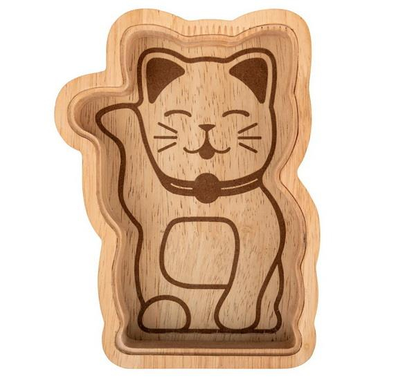Kikkerland Maneki Neko Luck Cat Şanslı Kedi Ahşap Kumbara