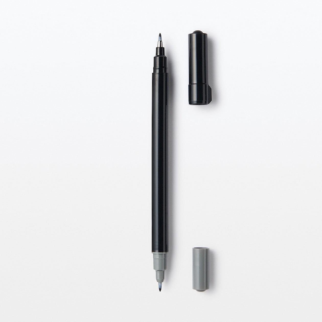 Muji Dual Tip Grey & Black Keçeli Kaligrafi Çizim Kalemi