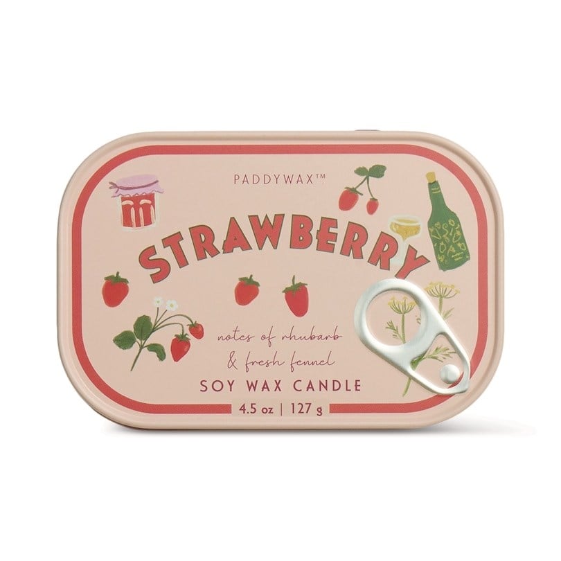 Paddywax Bistro Strawberry Printed Tin Candle - Rhubard & Fennel  127 gr Mum