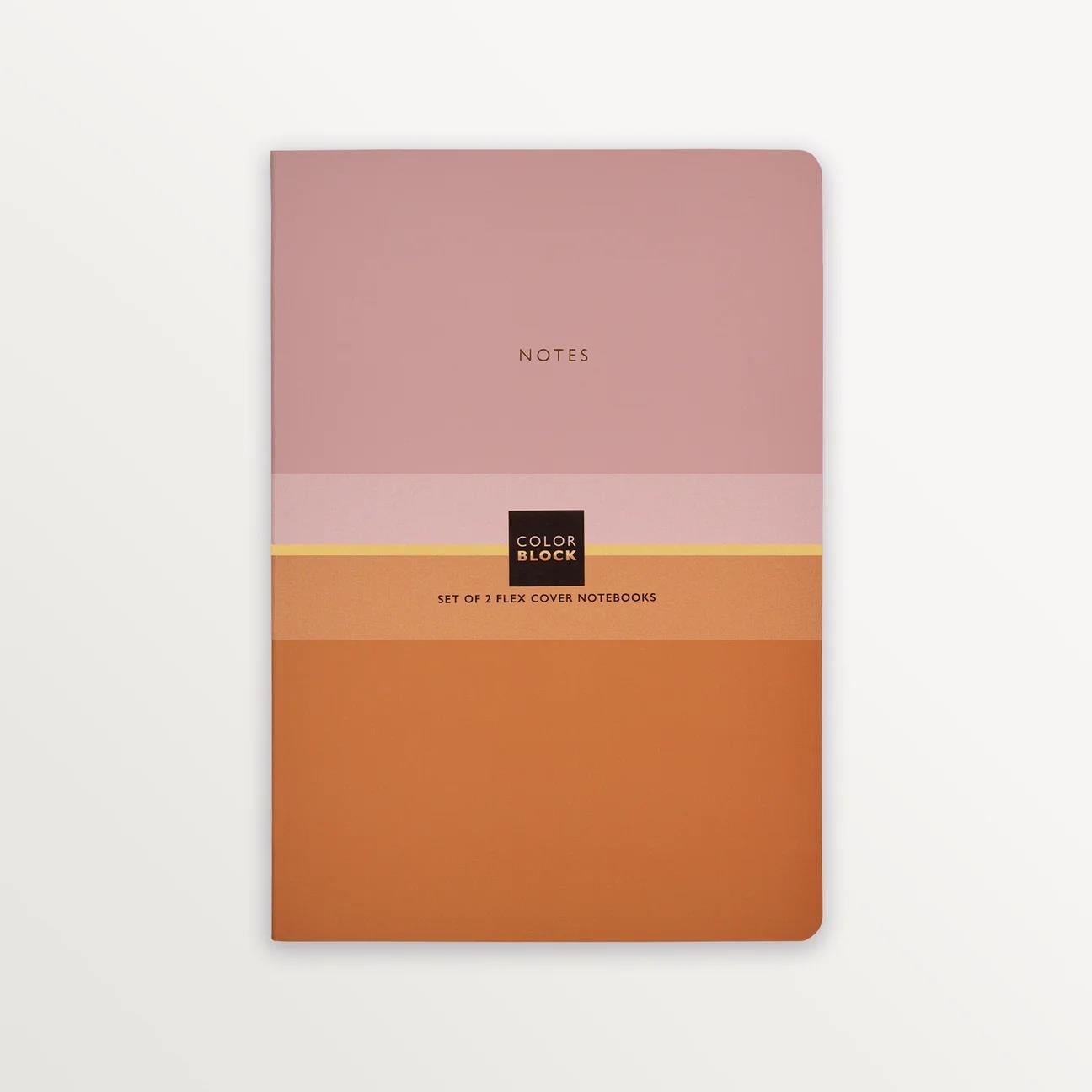 EPISODE COLOURBLOCK DUO PEACH PINK SET OF 2 B5 NOTEBOOKS