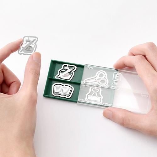 Midori Stainless Steel Bookmark - Stationery ( Ink Bottle, Scissors, Book) Kitap Ayracı