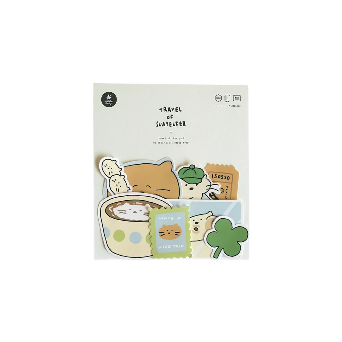 Suatelier Travel Luggage Sticker Pack Valiz Etiket Seti - Cat's Happy Trip