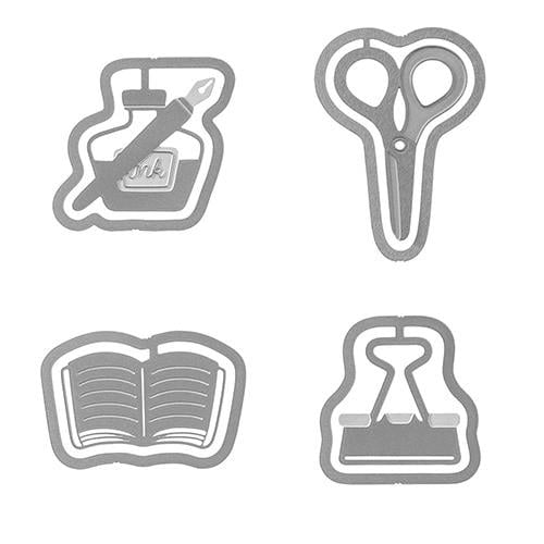 Midori Stainless Steel Bookmark - Stationery ( Ink Bottle, Scissors, Book) Kitap Ayracı