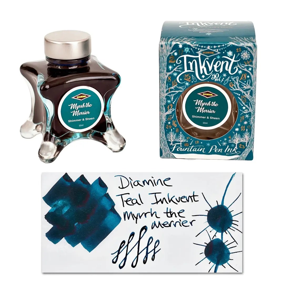 Diamine Inkvent Teal Calender Myrrh the Merrier Shimmer&Sheen Mürekkep