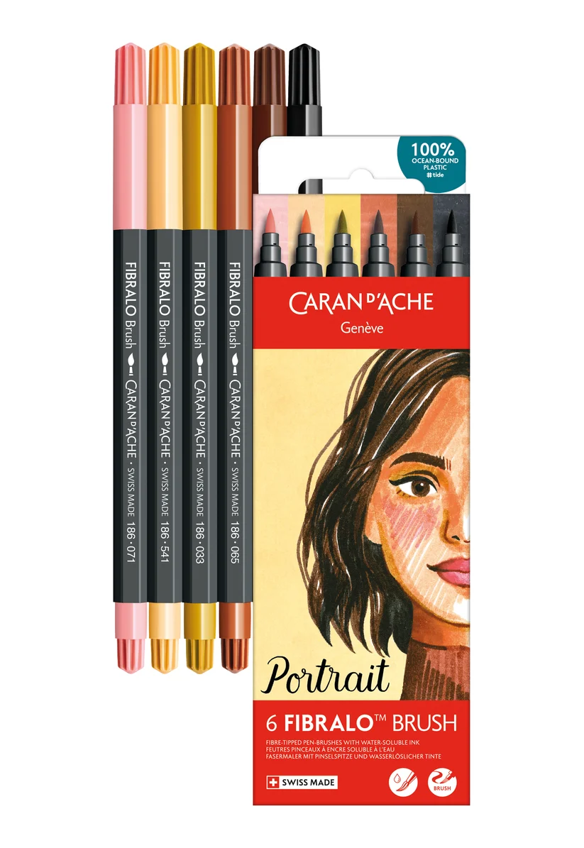 Caran d'Ache Fibralo™ Brush Portrait 6'Lı Keçeli Kalem Seti 186_803