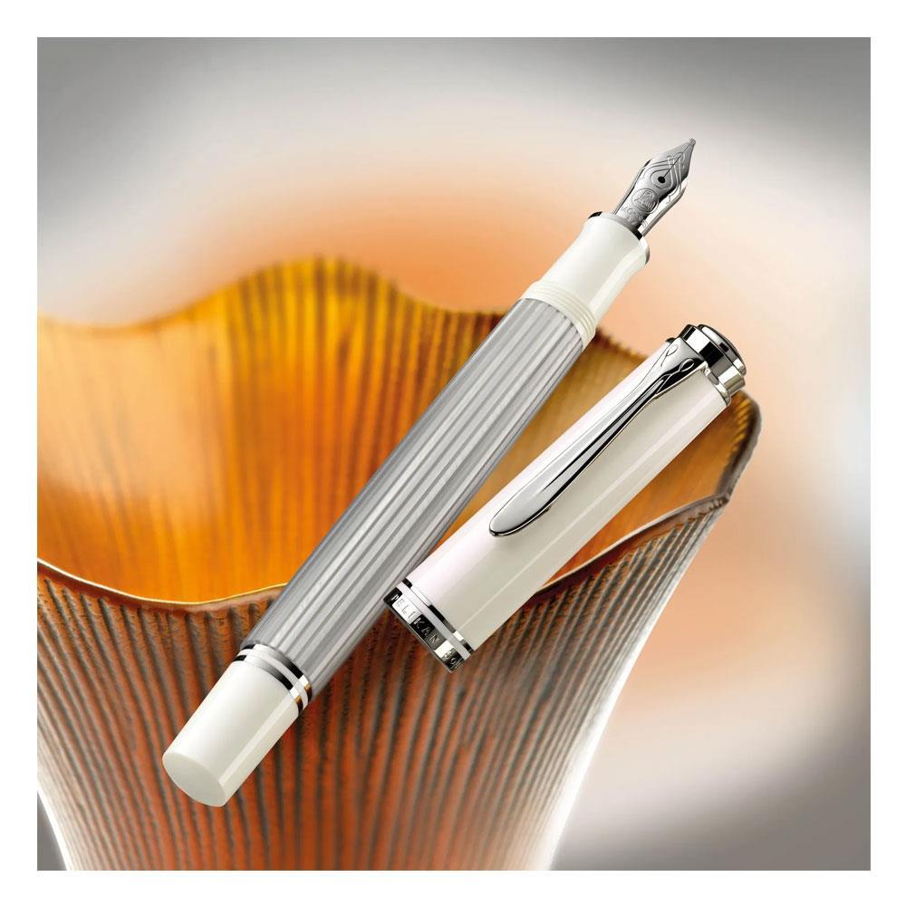 Pelikan Souveran M405 Dolma Kalem Silver White Fine ( F) Uç