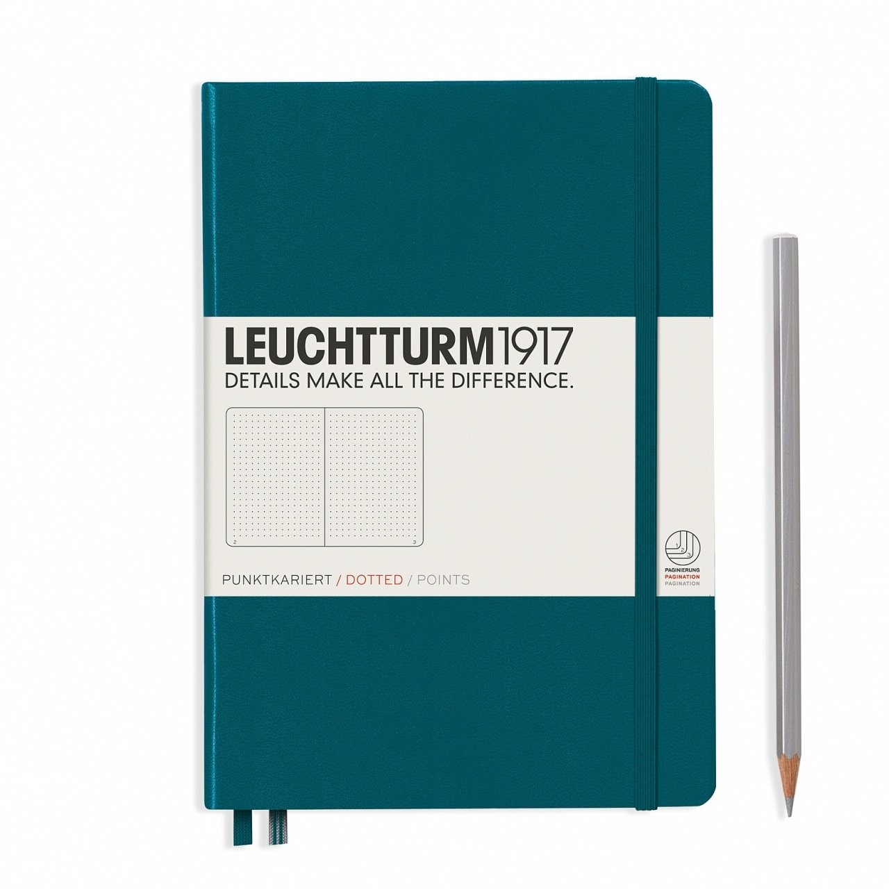 Leuchttrum 1917 Medium(A5) Sert Kapak, 251 Numaralandırılmış Noktalı Sayfa Defter Pacific 359696
