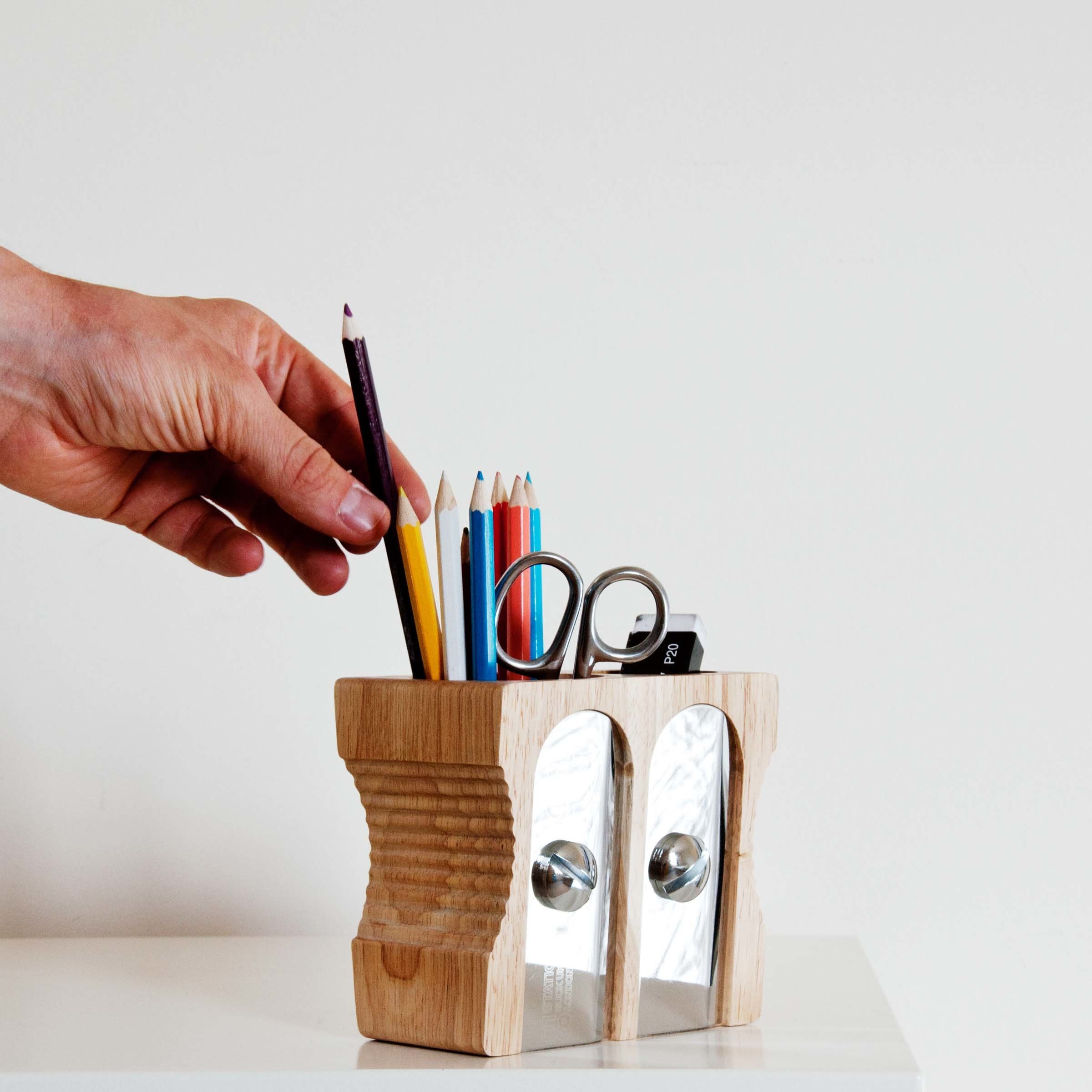 Suck Uk Sharpener Desk Tidy  Kalemtraş Şeklinde Ahşap Kalemlik - 2'li