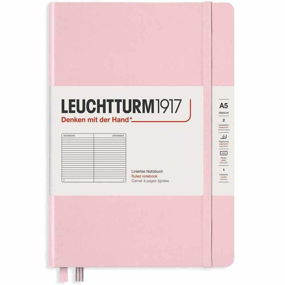 Leuchtturm1917  Orta Boy (A5), Sert Kapak, 251 Sayfa, Çizgili Defter Powder 361573