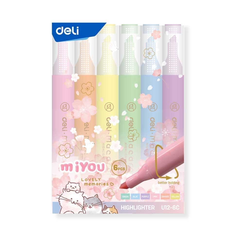 Deli Macaron Pastel Renkler 6'lı Fosforlu Kalem U12-6C
