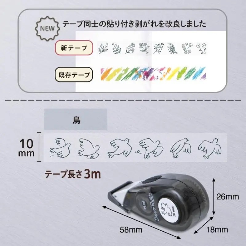Plus Decoration tape Deco Rush 10mm x 3m - Bird 54-984