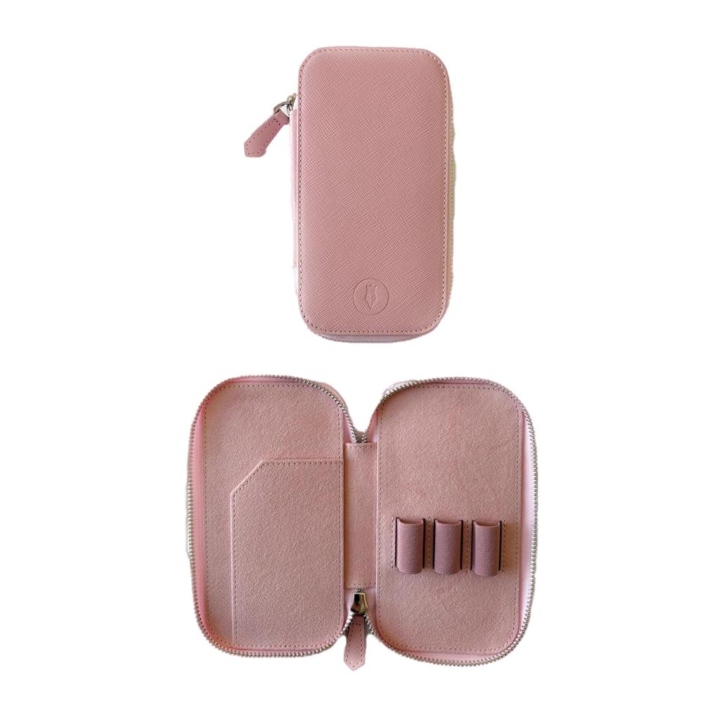 Eng Leather Saffiano Deri Koleksiyonu 3'lü Kalem Çantası Pearl Pink