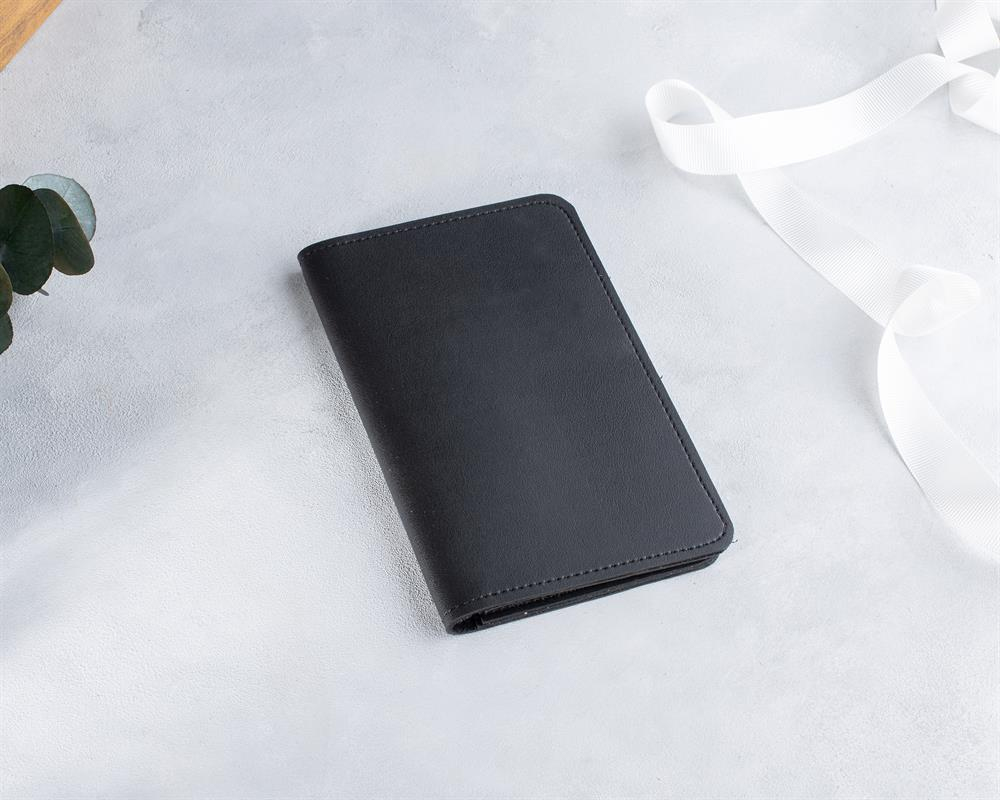 DK Leather Vegan Deri Pasaport Kılıfı Siyah