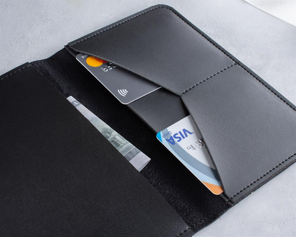 DK Leather Vegan Deri Pasaport Kılıfı Siyah