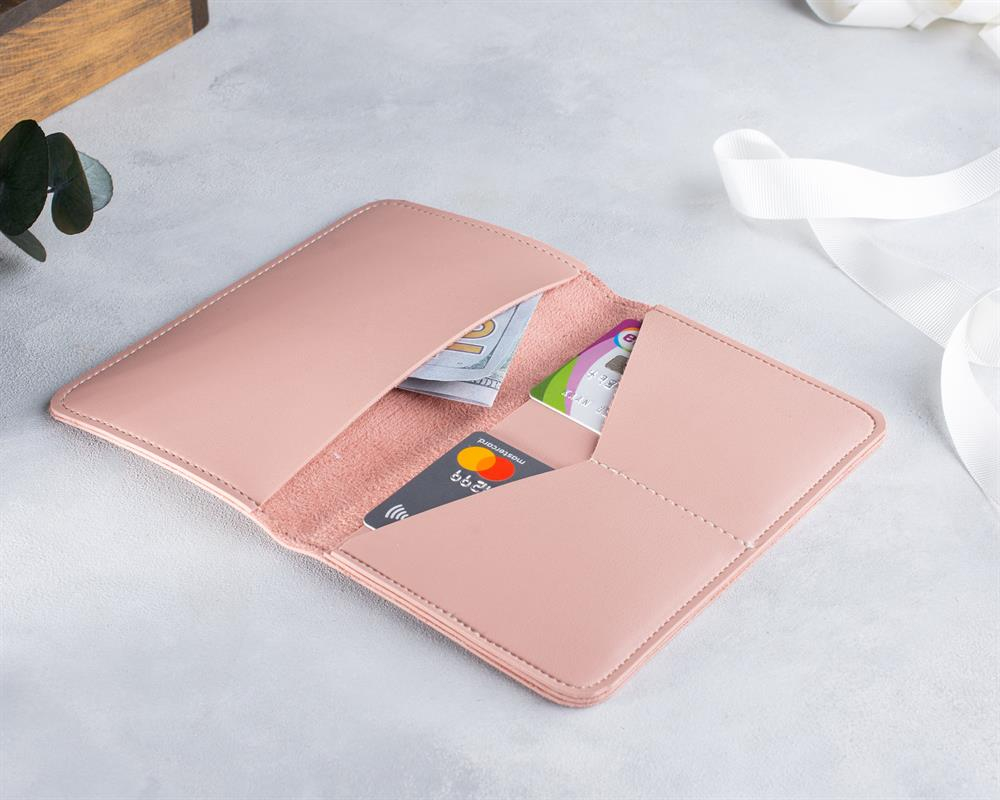 DK Leather Vegan Deri Pasaport Kılıfı Pembe