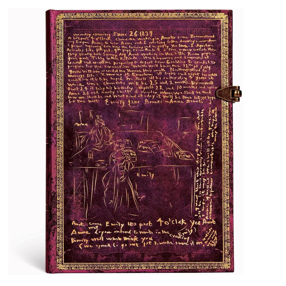 Paperblanks The Bronte Sisters Çizgisiz Sert Kapak Kilitli Journal, 18 × 23 cm 120gr Defter