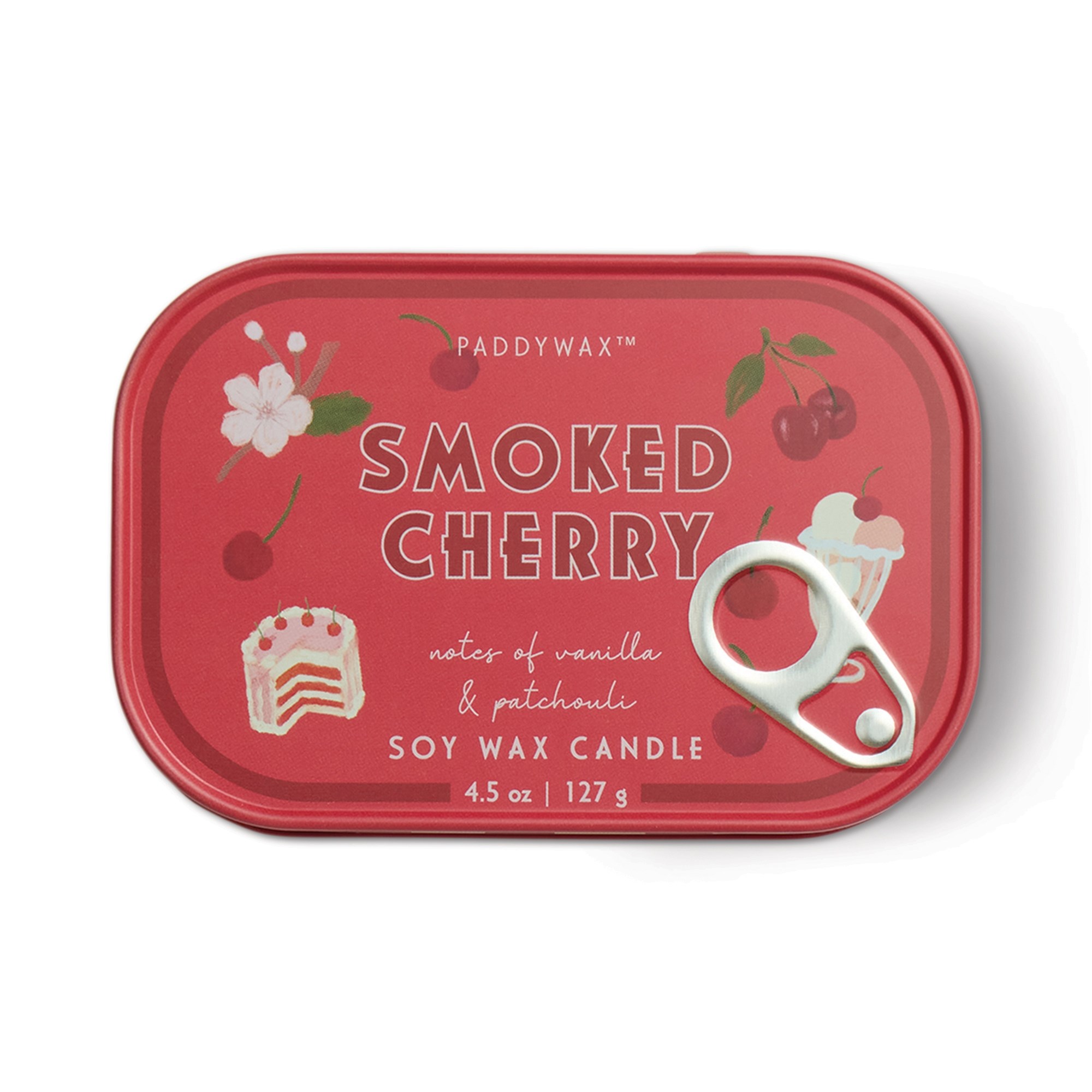 Paddywax Bistro Smoked Cherry  Printed Tin Candle - Vanilya & Paçuli  127 gr Mum