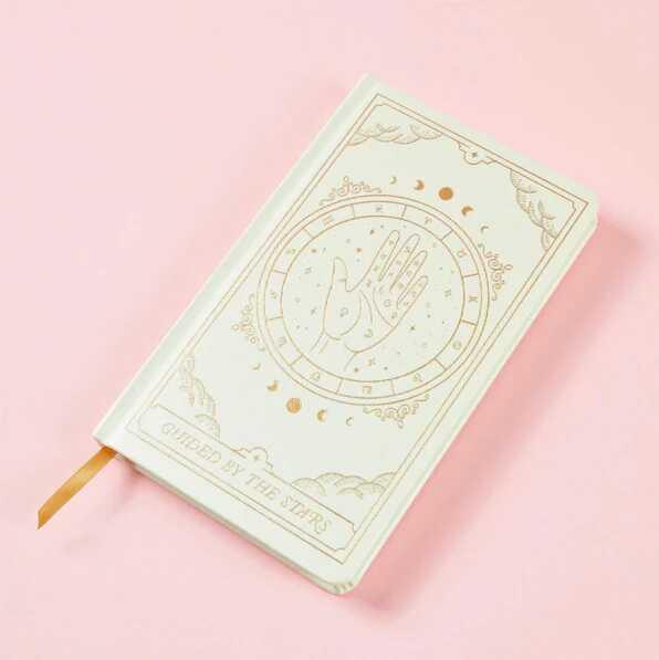 DesignWorks Ink Bookcloth Hardcover Journal Off White - Zodiac, Guided By The Stars Defter