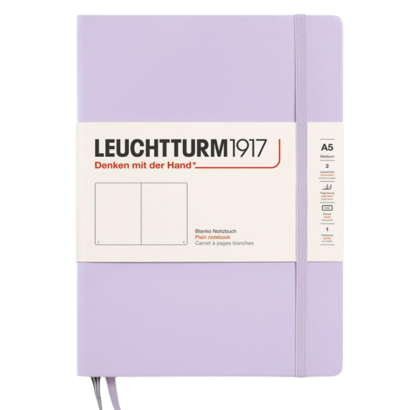Leuchtturm1917 Not Defteri Orta Boy (A5), Sert Kapak, 251 Numaralandırılmış Sayfa, Düz, Lilac 365480