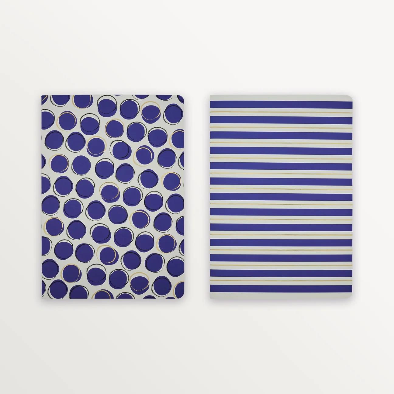 EPISODE DOTTY NAVY POLKA & BROAD STRIPE SET OF 2 B5 NOTEBOOKS