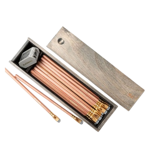 Blackwing Rustic Çam Ağacından Hediye Kutusu & Natural 12 Kalem & Kalemtraş Seti