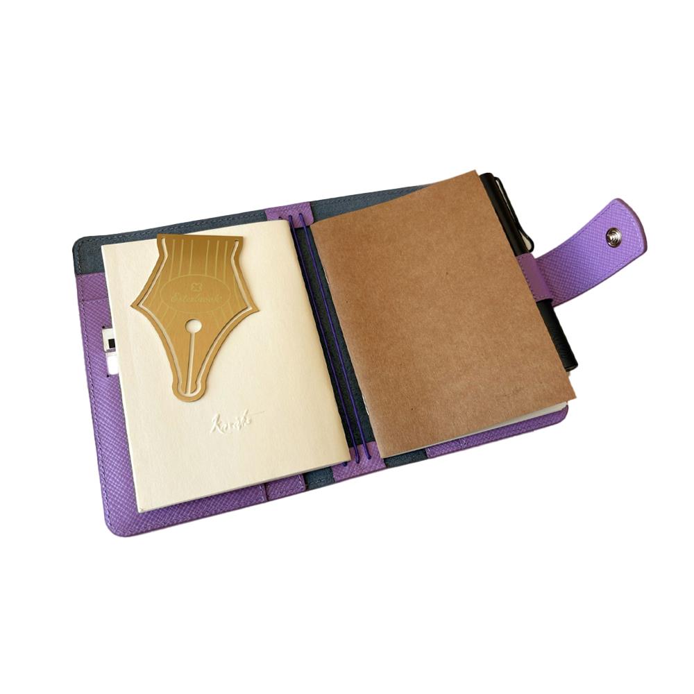 Eng Leather Saffiano Deri Koleksiyonu  A6 Defter & Kalem Çantası Lollipop