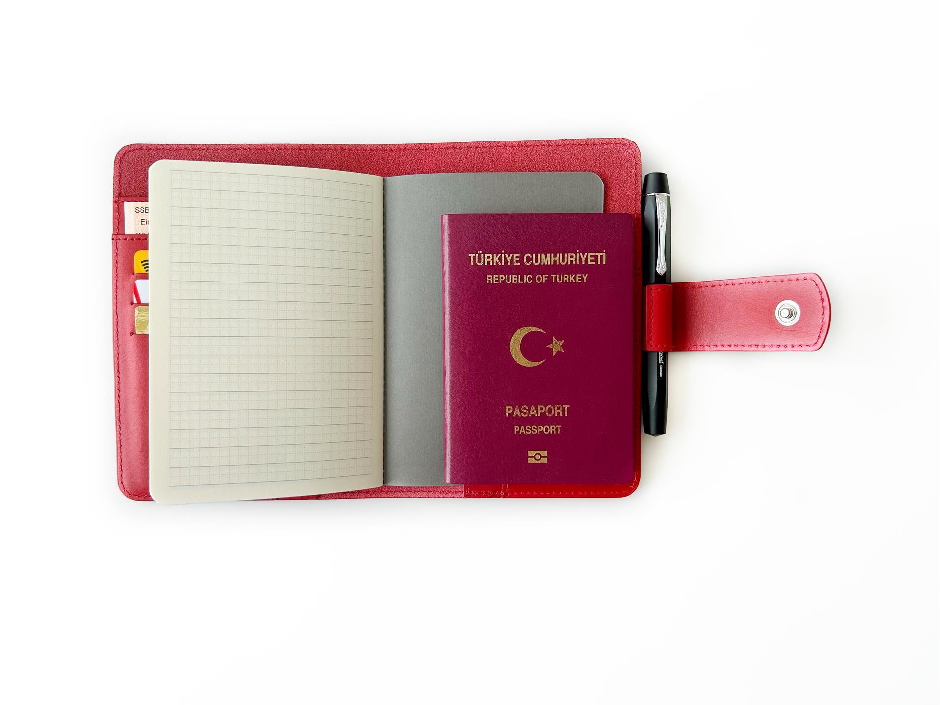 Eng Leather Ruby Red A6 Ebatlı Deri Defter Kılıfı ve Organizer