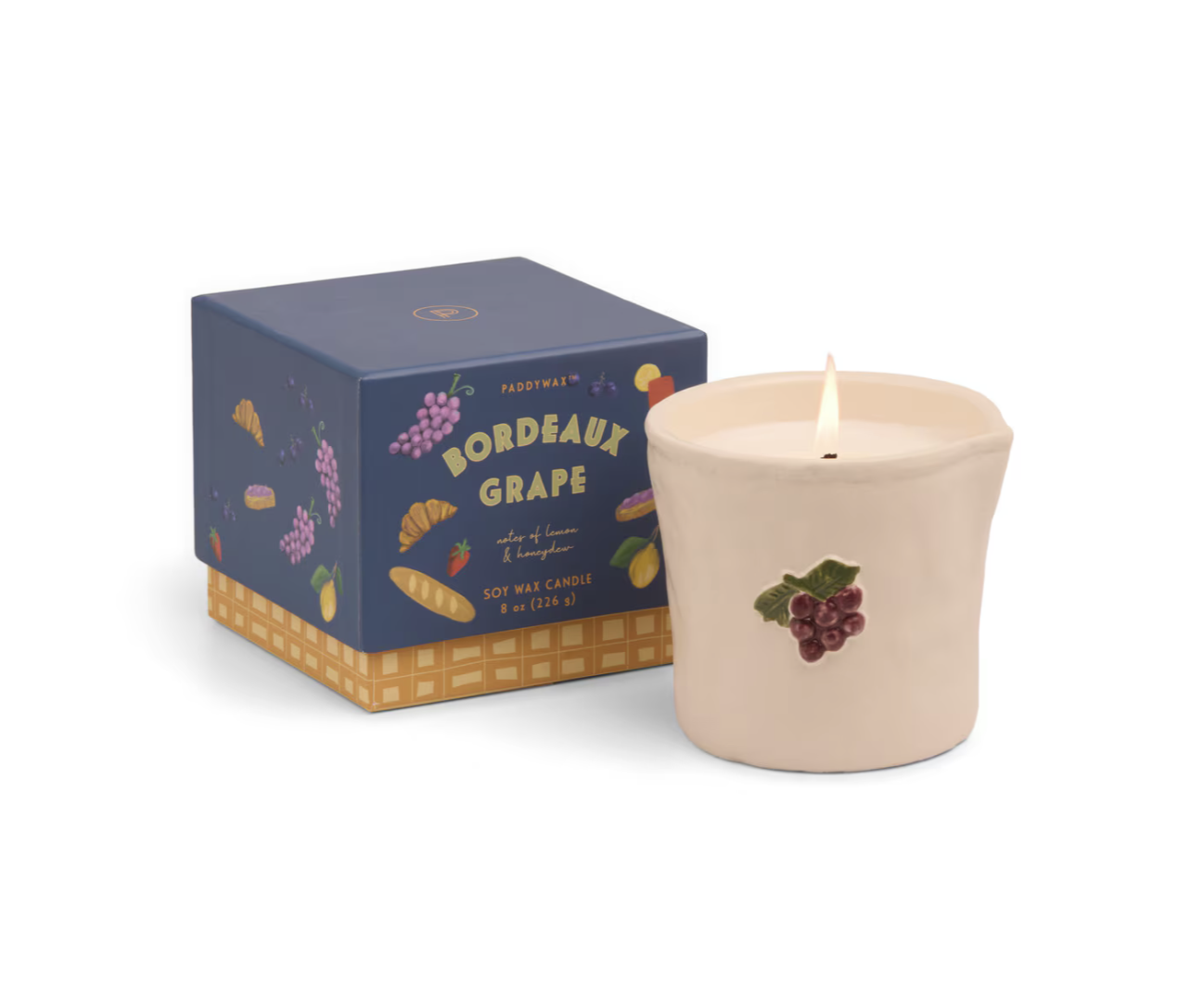 Paddywax Bistro Range Seramik Candle -  Bordeaux Grapes  - Lemon & Honeydew 226 gr. Mum
