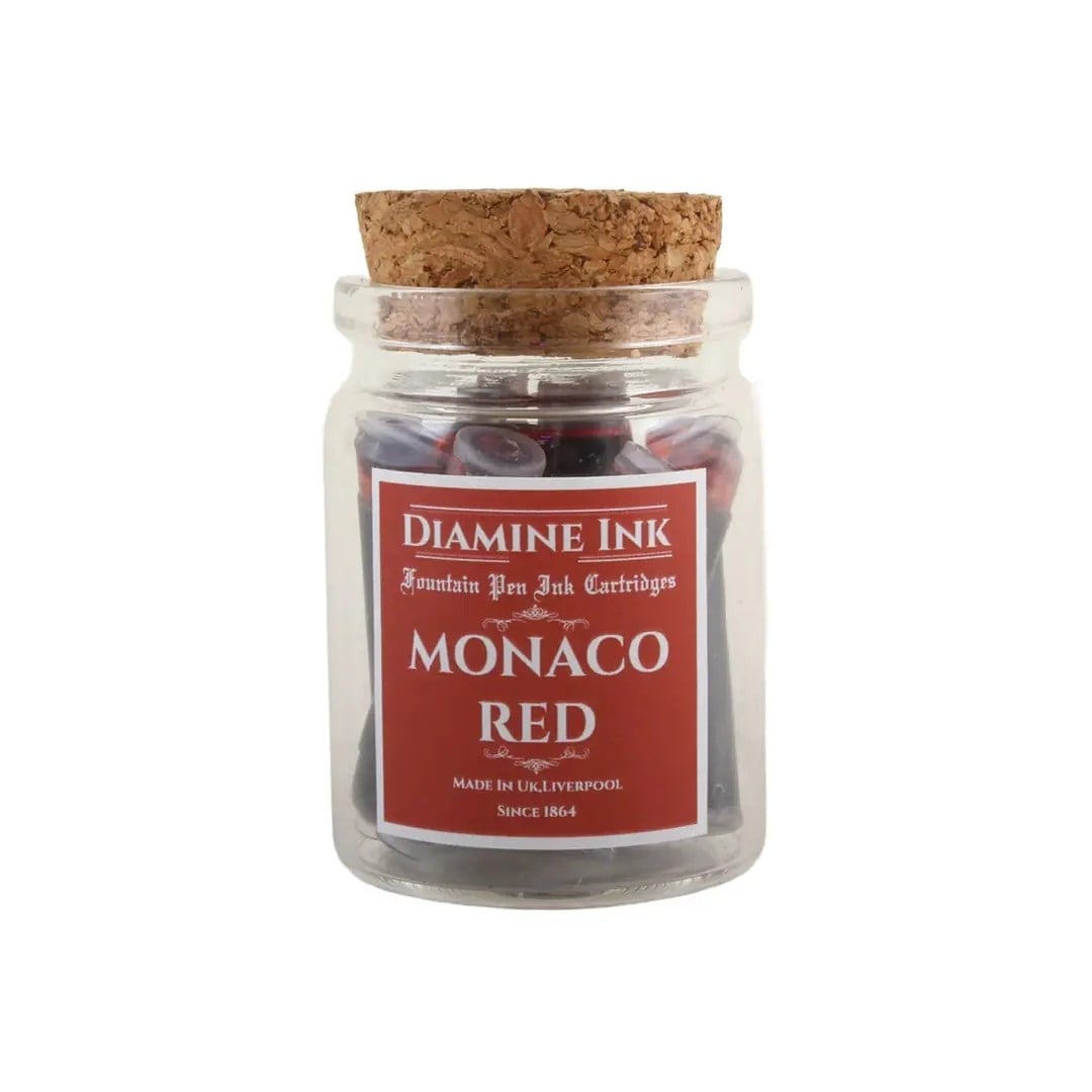 Diamine Mantar Kapak Cam Şişe 12'li Kartuş Seti Monaco Red