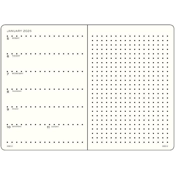 Leuchtturm1917 Orta Boy (A5) 12 Aylık Ajanda ve Not Defteri (Noktalı) 2026 Sert Kapak, İngilizce, Bahar Yaprağı 372703