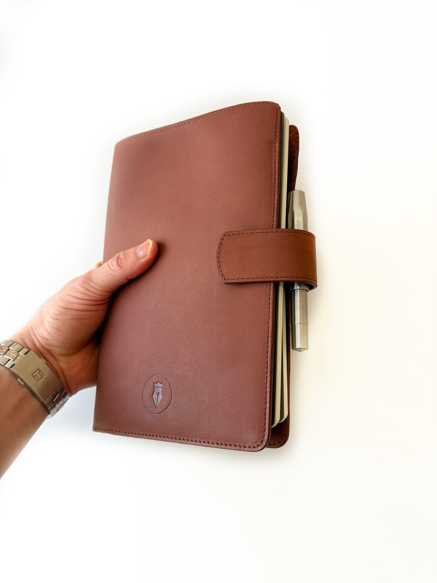 Eng Leather A5 Ebatlı Deri Defter Kılıfı ve Organizer Toffee Brown