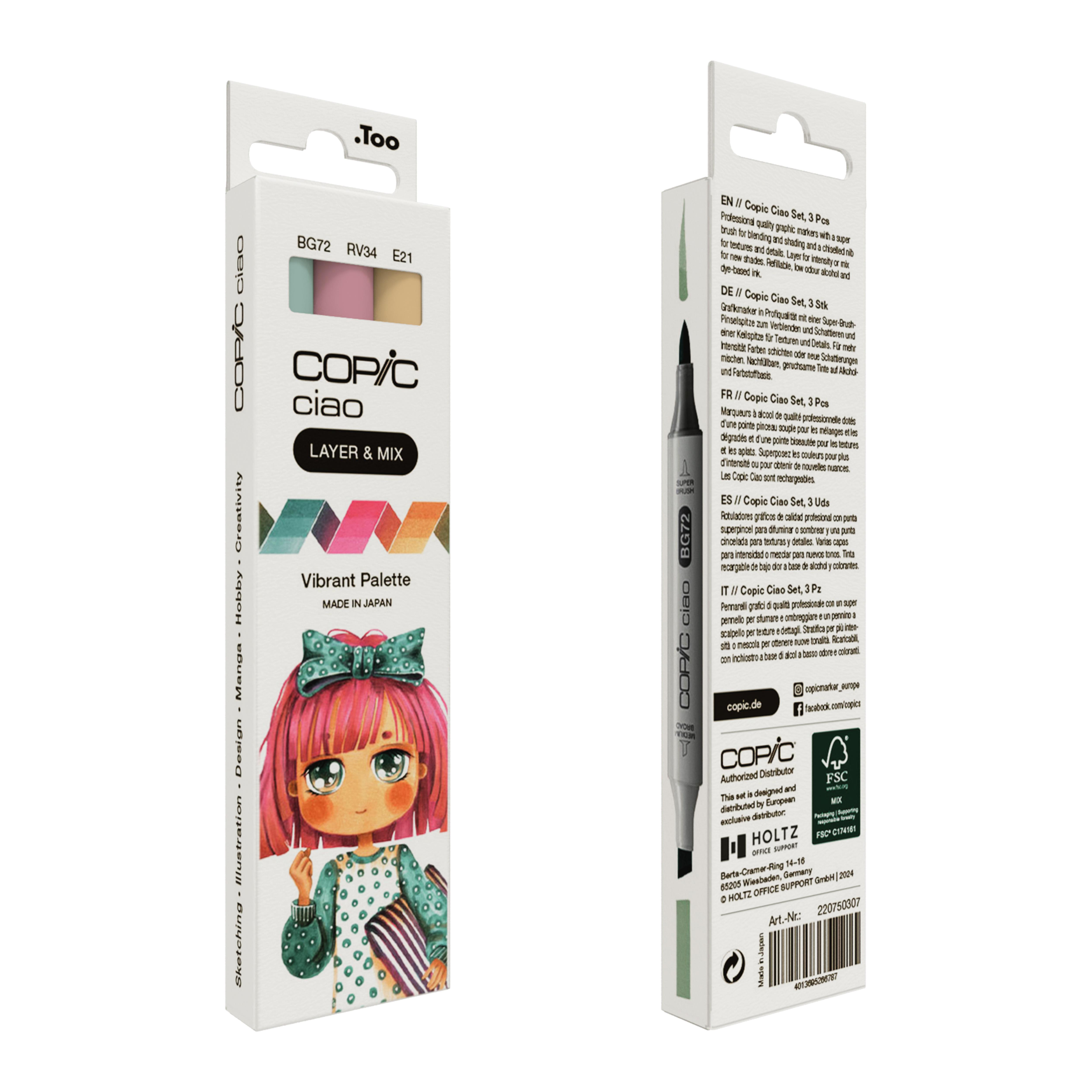 Copic Ciao 3'lü Layer & Mix Set - Vibrant Palette