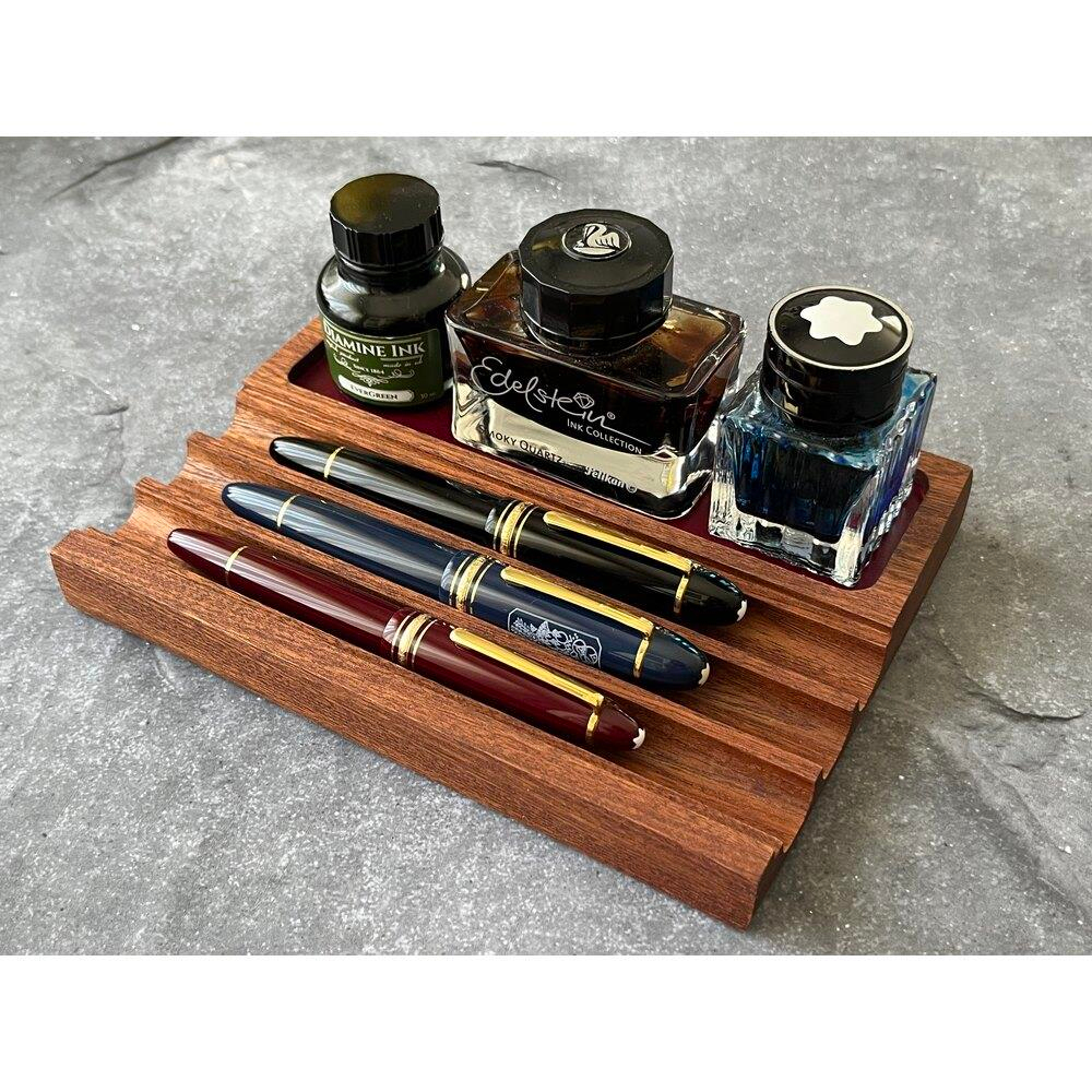 Aegan Leather Maun Kalem Tepsi & Mürekkep Standı Vişne