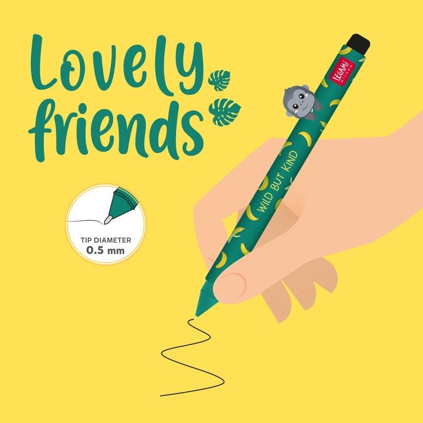 Legami Lovely Friends Gorilla Jel Kalem 0,5 mm - Siyah Mürekkep