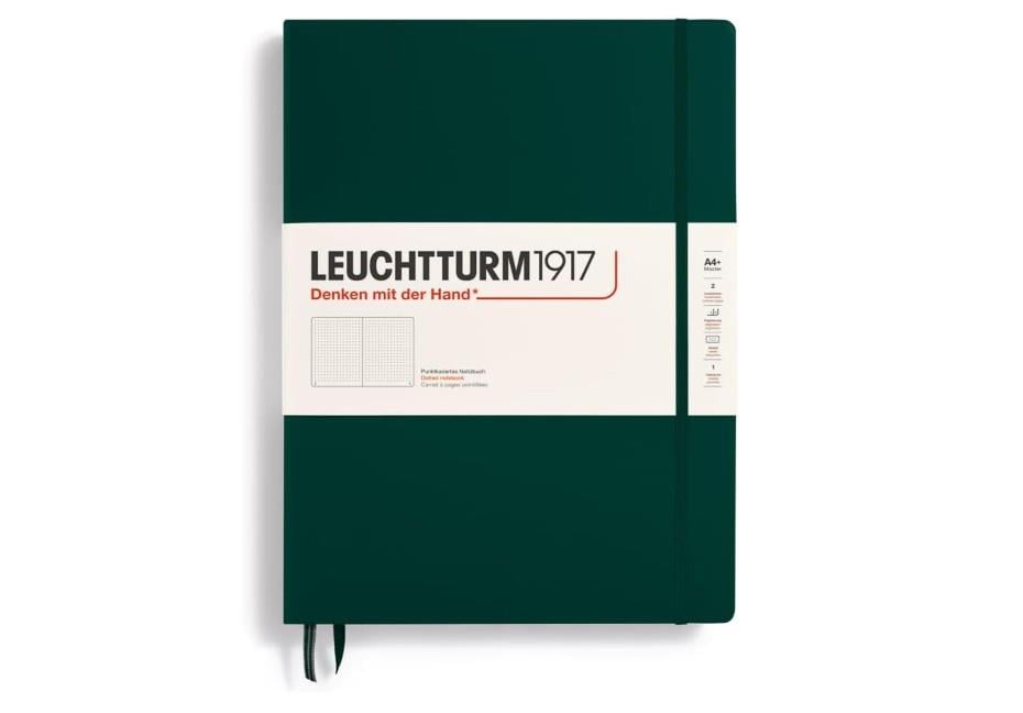 Leuchtturm1917 Master Classic (A4+), Sert Kapak, 235 numaralandırılmış Noktalı Sayfa, Forest Green, 370264