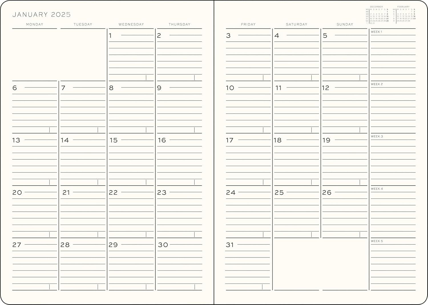 Leuchtturm1917 2025 Aylık Planlayıcı ve Not Defteri, Yumuşak Kapak, 16 Aylık, Tablet Boy (B5), İngilizce, Apricot 370709