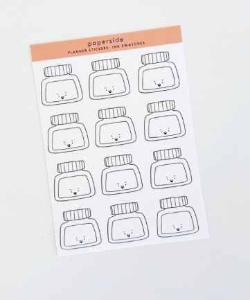 Ink Swatches White Sticker Seti - Short Bottle