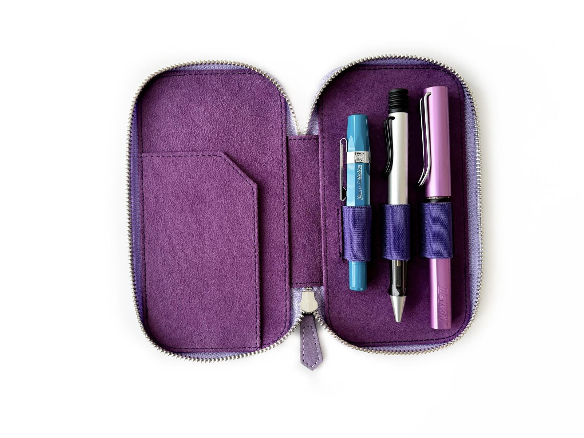 Eng Leather Light Lavender Violet 3'lü Deri Kalem Kılıfı
