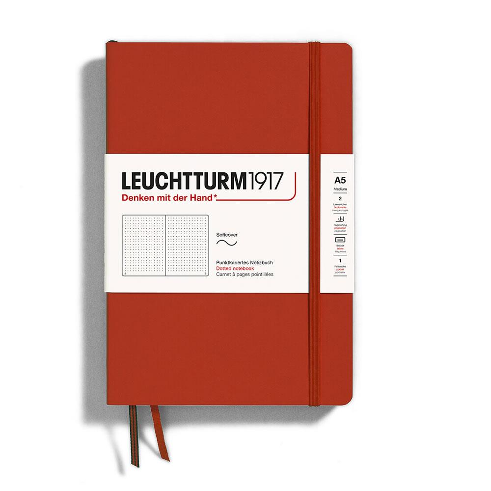 Leuchttrum 1917 Medium(A5) Yumuşak Kapak, Noktalı, 123 Numaralandırılmış Sayfa Defter Fox Red 367266